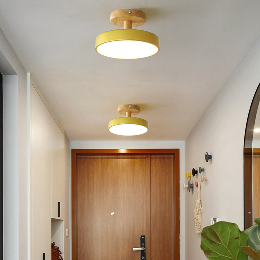 Lampa sufitowa LED kompaktowa z drewnem do sypialni i przedpokoju