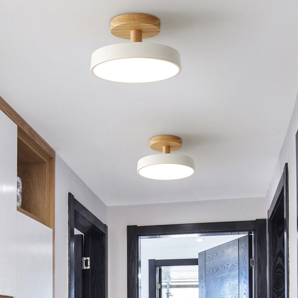 Lampa sufitowa LED kompaktowa z drewnem do sypialni i przedpokoju