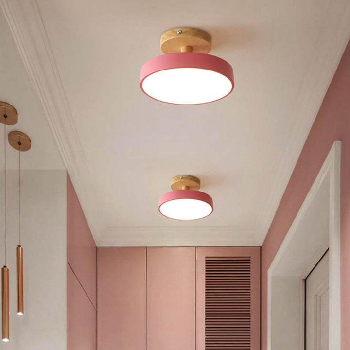 Lampa sufitowa LED kompaktowa z drewnem do sypialni i przedpokoju