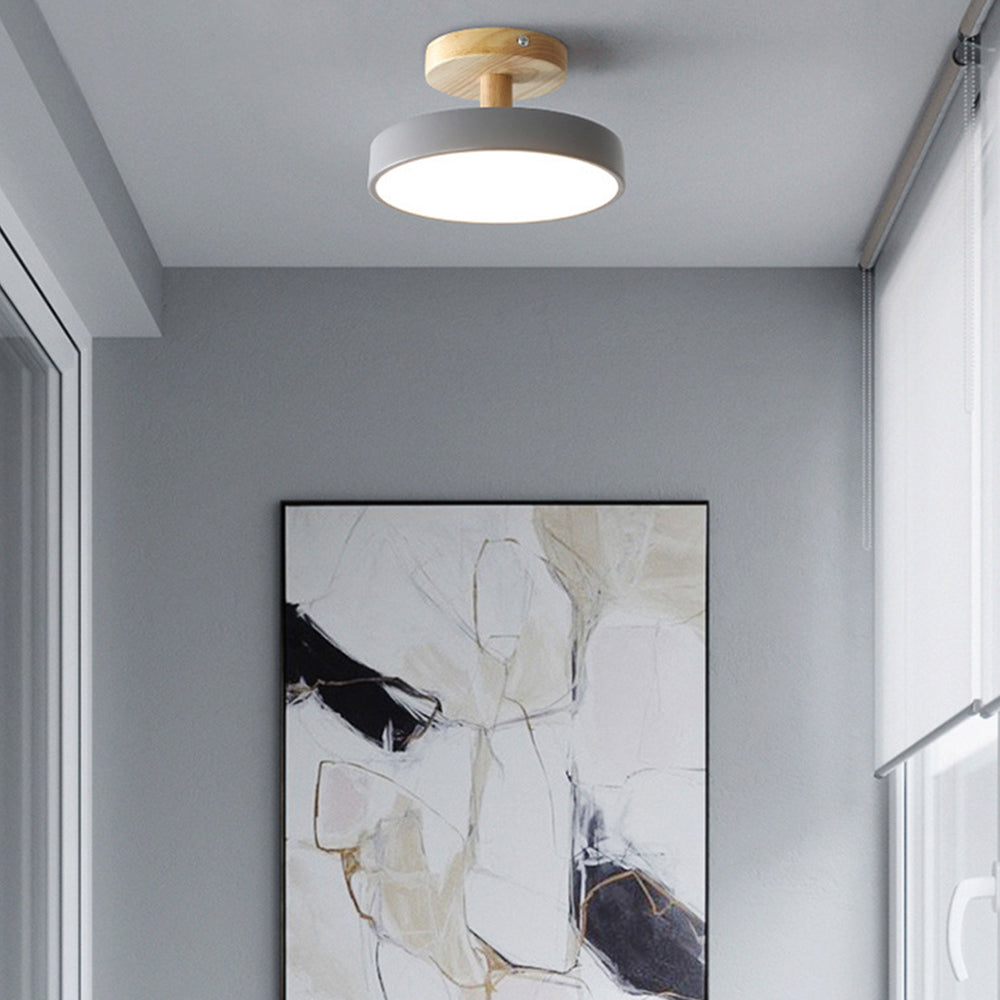 Lampa sufitowa LED kompaktowa z drewnem do sypialni i przedpokoju