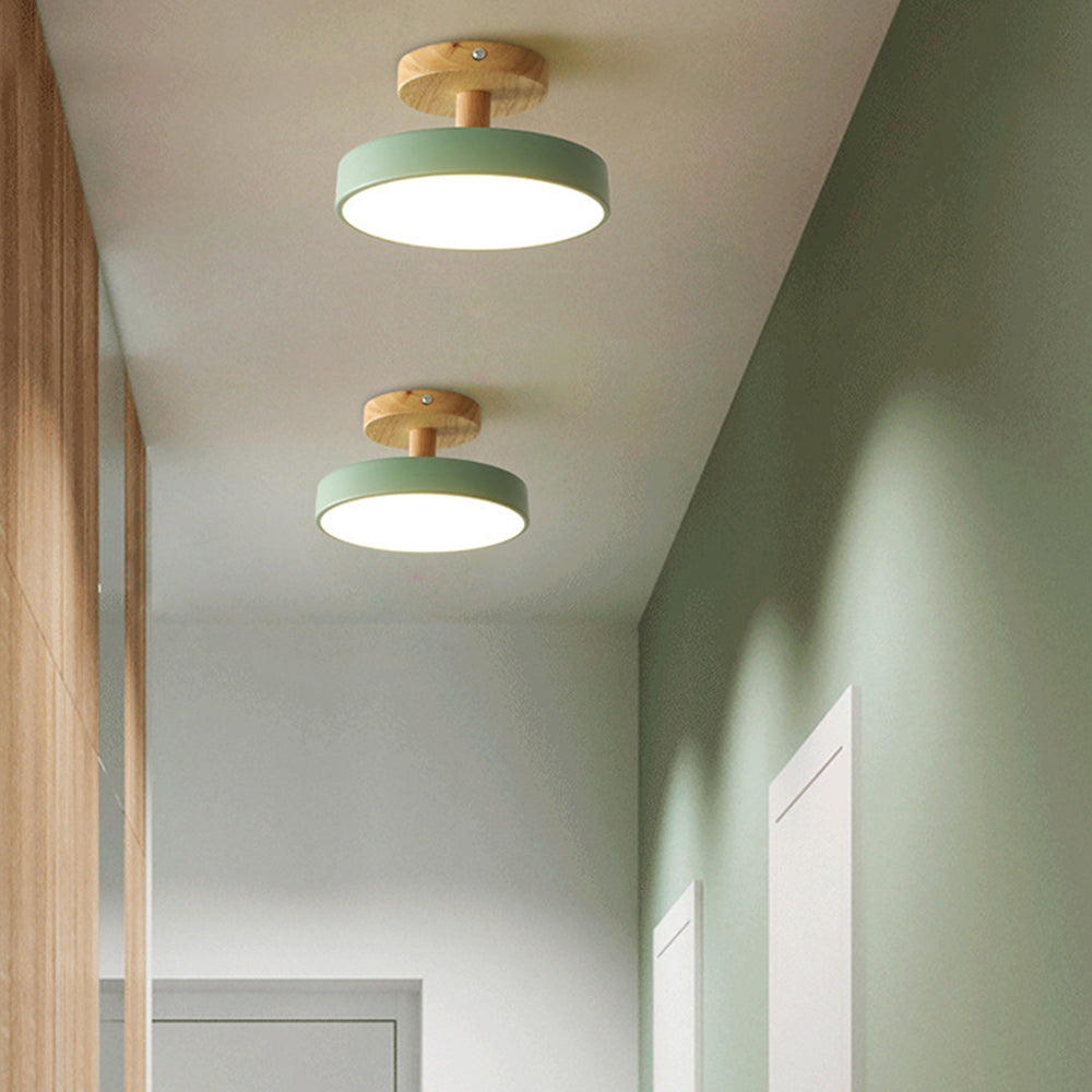 Lampa sufitowa LED kompaktowa z drewnem do sypialni i przedpokoju