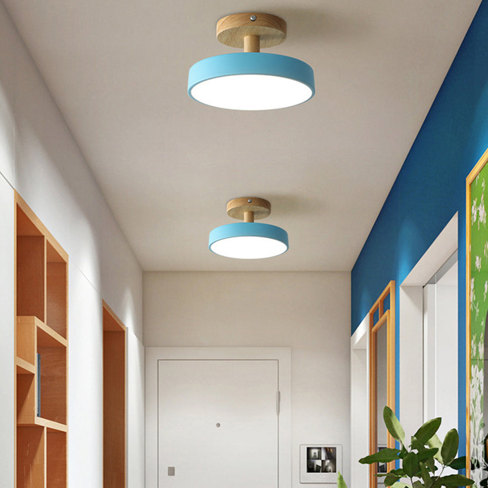 Lampa sufitowa LED kompaktowa z drewnem do sypialni i przedpokoju
