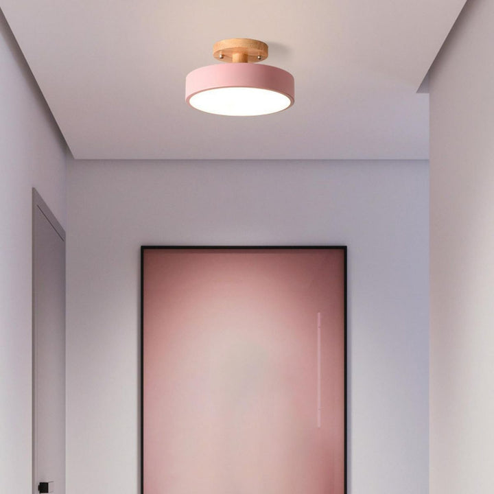 Lampa sufitowa LED kompaktowa z drewnem do sypialni i przedpokoju
