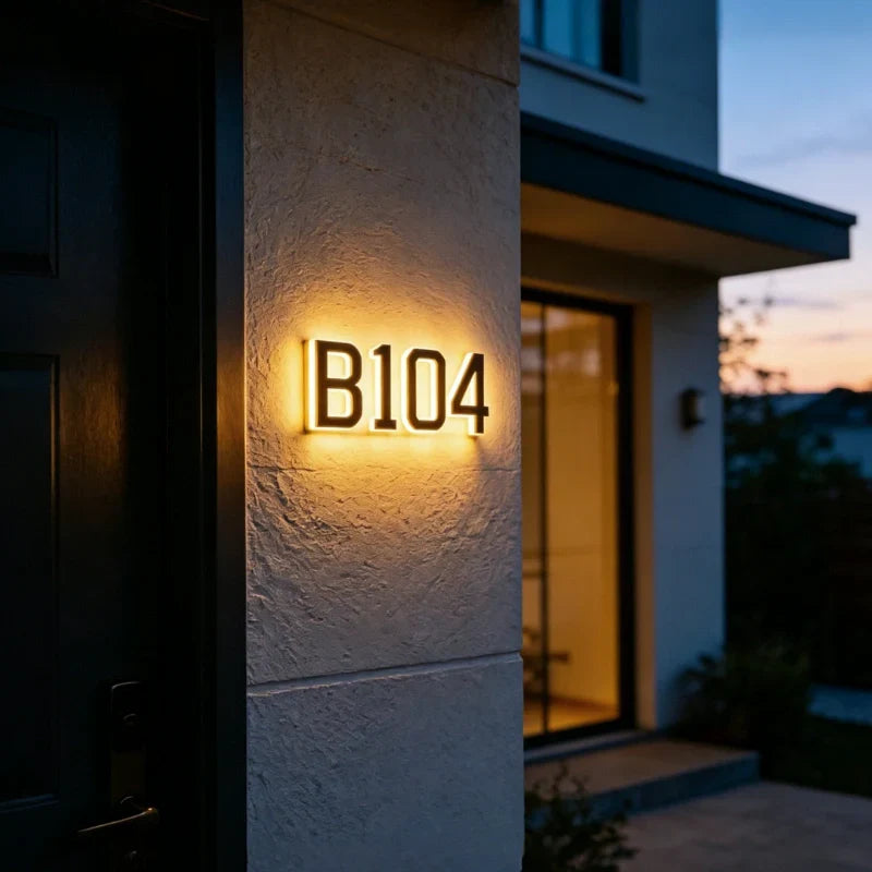 Lampa solarna LED z numerem domu na elewację i do ogrodu