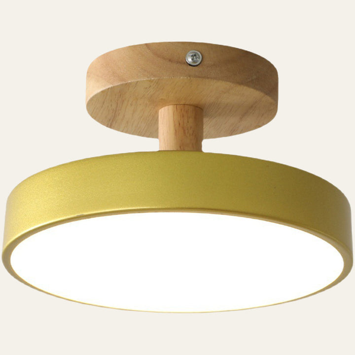 Lampa sufitowa LED kompaktowa z drewnem do sypialni i przedpokoju