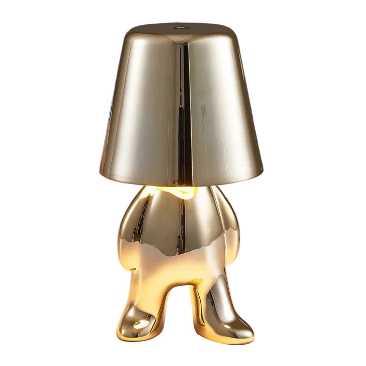 Bezprzewodowa lampka nocna LED z postacią człowieka w metalicznym połysku