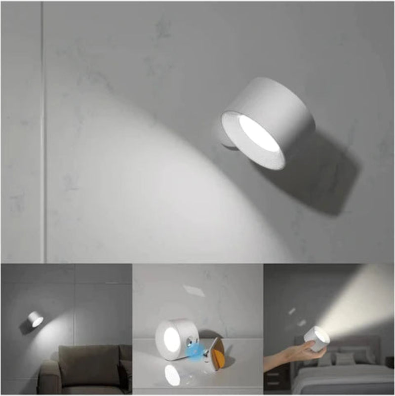 Bezprzewodowa magnetyczna lampa ścienna LED z obrotowym kinkietem i ładowaniem USB