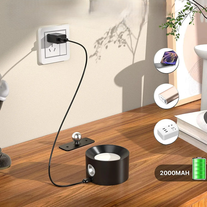 Bezprzewodowa magnetyczna lampa ścienna LED z obrotowym kinkietem i ładowaniem USB