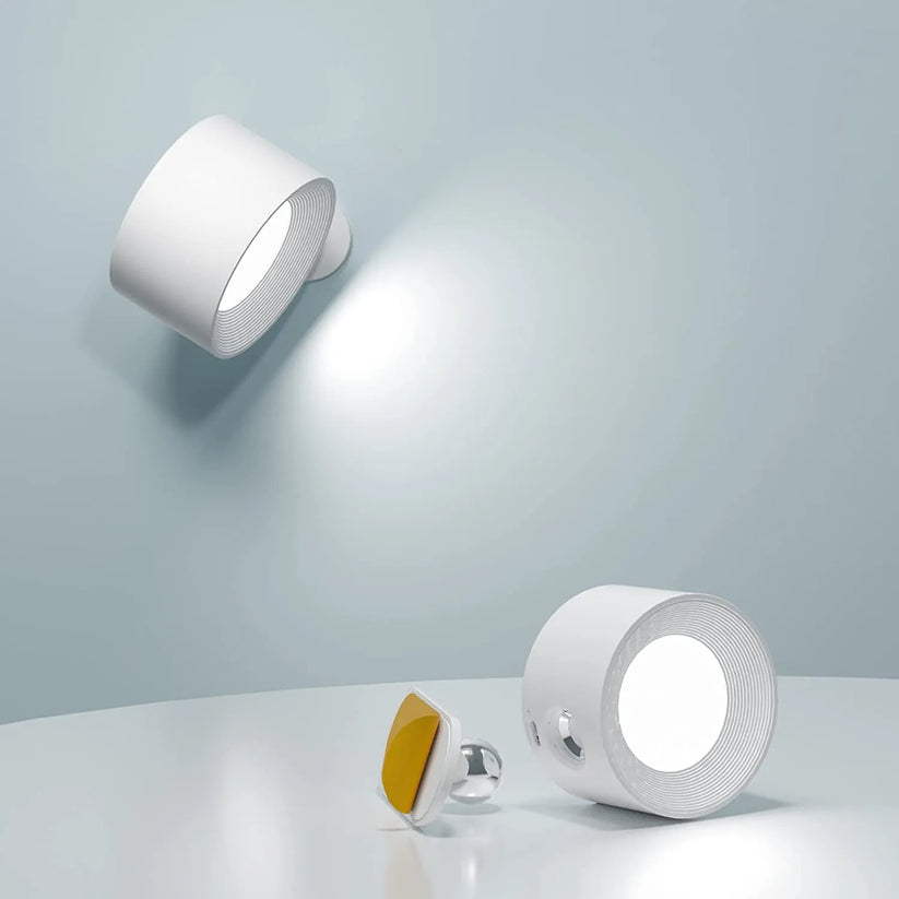 Bezprzewodowa magnetyczna lampa ścienna LED z obrotowym kinkietem i ładowaniem USB