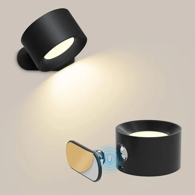 Bezprzewodowa magnetyczna lampa ścienna LED z obrotowym kinkietem i ładowaniem USB