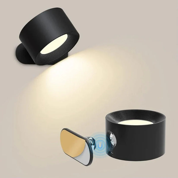 Bezprzewodowa magnetyczna lampa ścienna LED z obrotowym kinkietem i ładowaniem USB