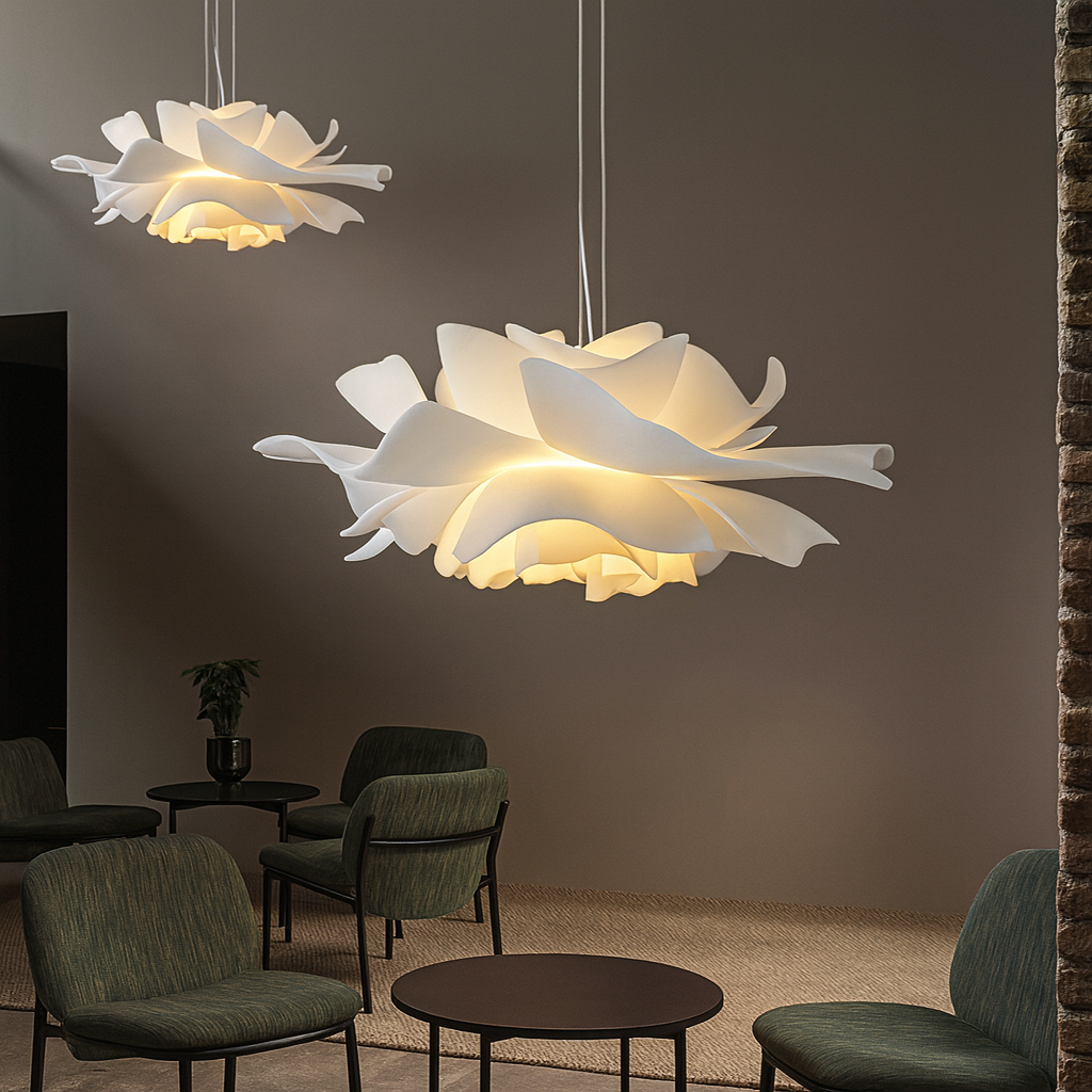 Lampa wisząca kwiat akrylowa duża nad stół do jadalni i salonu