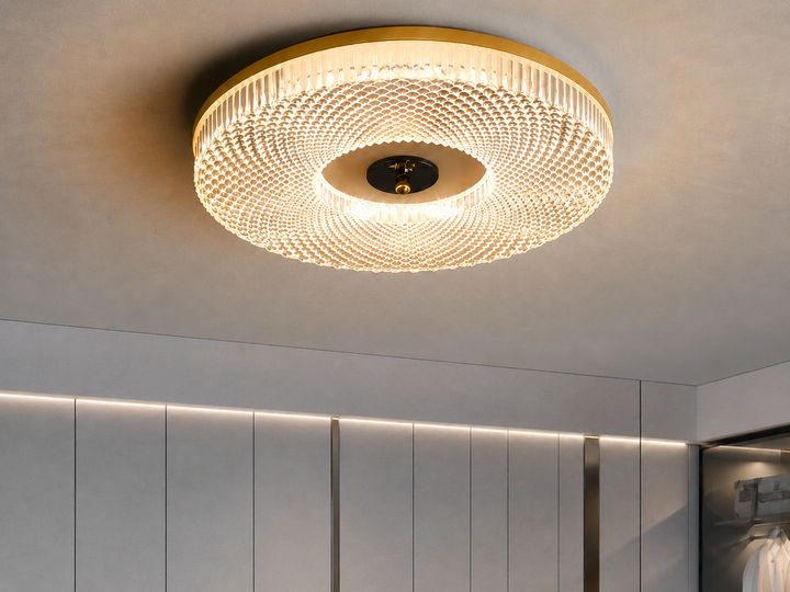 Lampa sufitowa LED okrągła z koncentrycznymi pierścieniami do salonu