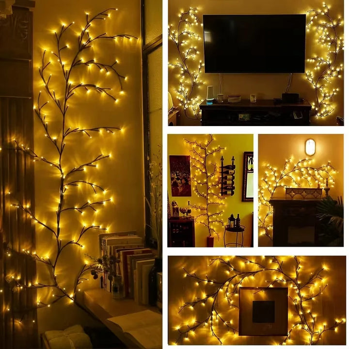 Dekoracyjna lampa LED w kształcie gałęzi z punktowym światłem