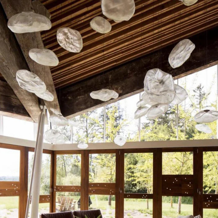 Designerska lampa wisząca ze szkła artystycznego abażur w kształcie chmurki z fakturą