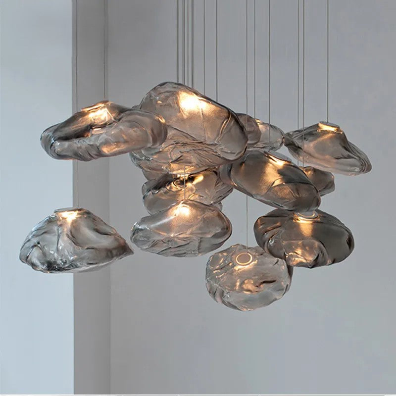 Designerska lampa wisząca ze szkła artystycznego abażur w kształcie chmurki z fakturą