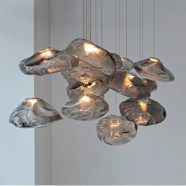 Designerska lampa wisząca ze szkła artystycznego abażur w kształcie chmurki z fakturą