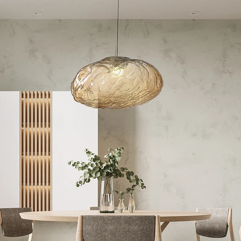 Designerska lampa wisząca ze szkła artystycznego abażur w kształcie chmurki z fakturą