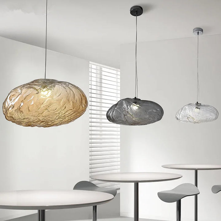 Designerska lampa wisząca ze szkła artystycznego abażur w kształcie chmurki z fakturą