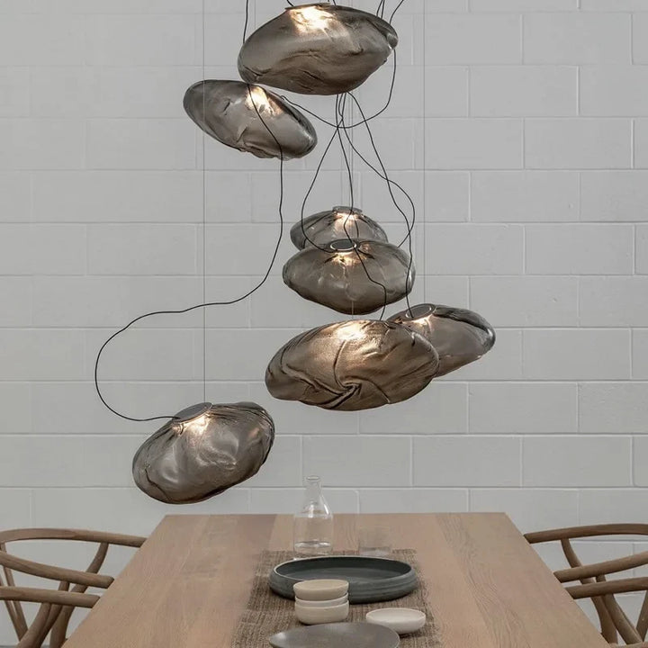 Designerska lampa wisząca ze szkła artystycznego abażur w kształcie chmurki z fakturą