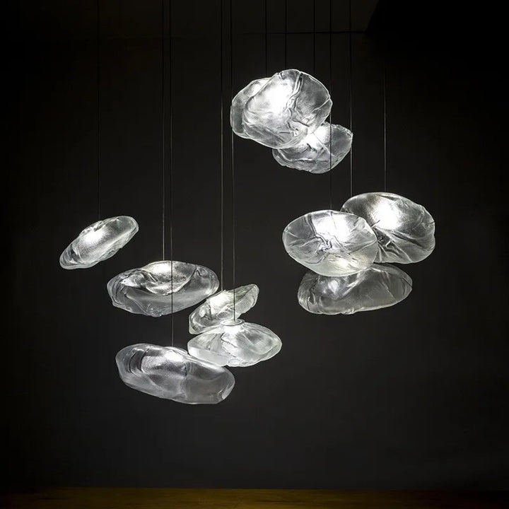 Designerska lampa wisząca ze szkła artystycznego abażur w kształcie chmurki z fakturą