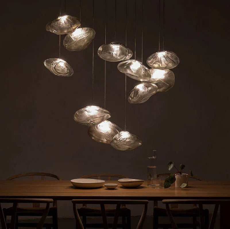Designerska lampa wisząca ze szkła artystycznego abażur w kształcie chmurki z fakturą