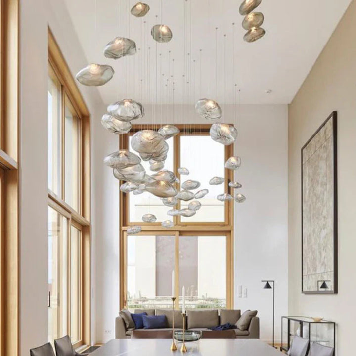 Designerska lampa wisząca ze szkła artystycznego abażur w kształcie chmurki z fakturą