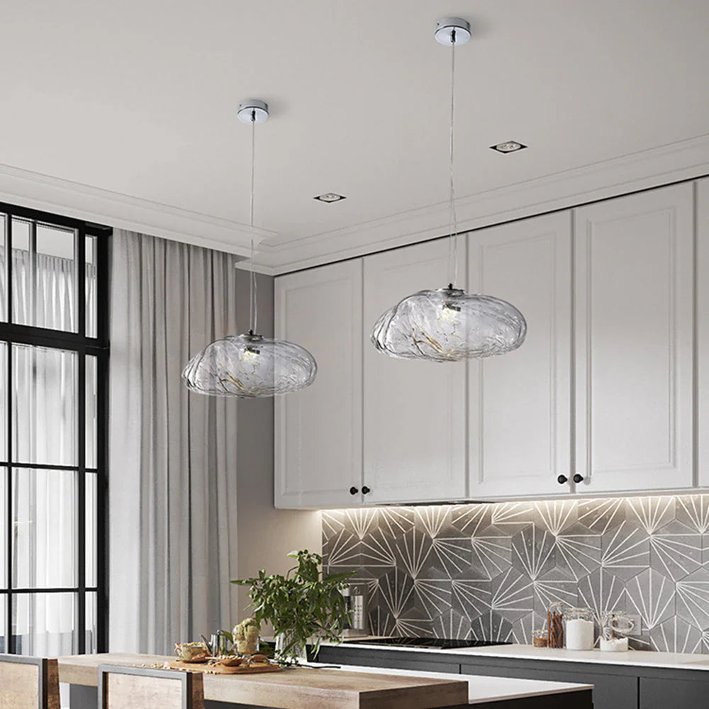 Designerska lampa wisząca ze szkła artystycznego abażur w kształcie chmurki z fakturą