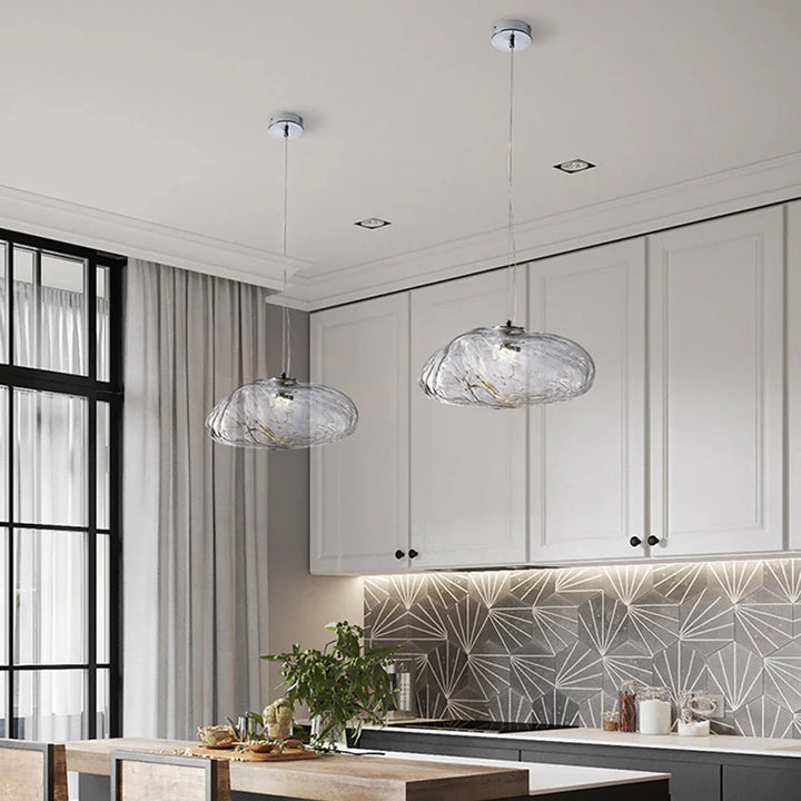 Designerska lampa wisząca ze szkła artystycznego abażur w kształcie chmurki z fakturą
