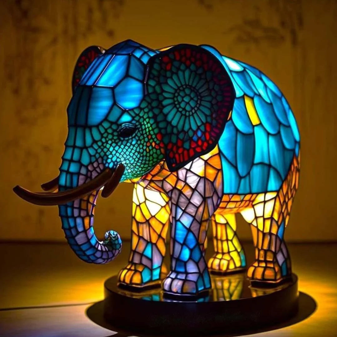Lampka nocna witrażowa figurka zwierzęcia na USB do pokoju dziecięcego