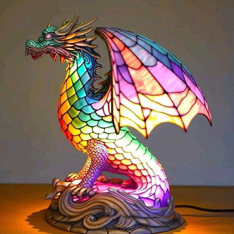 Lampka nocna witrażowa figurka zwierzęcia na USB do pokoju dziecięcego