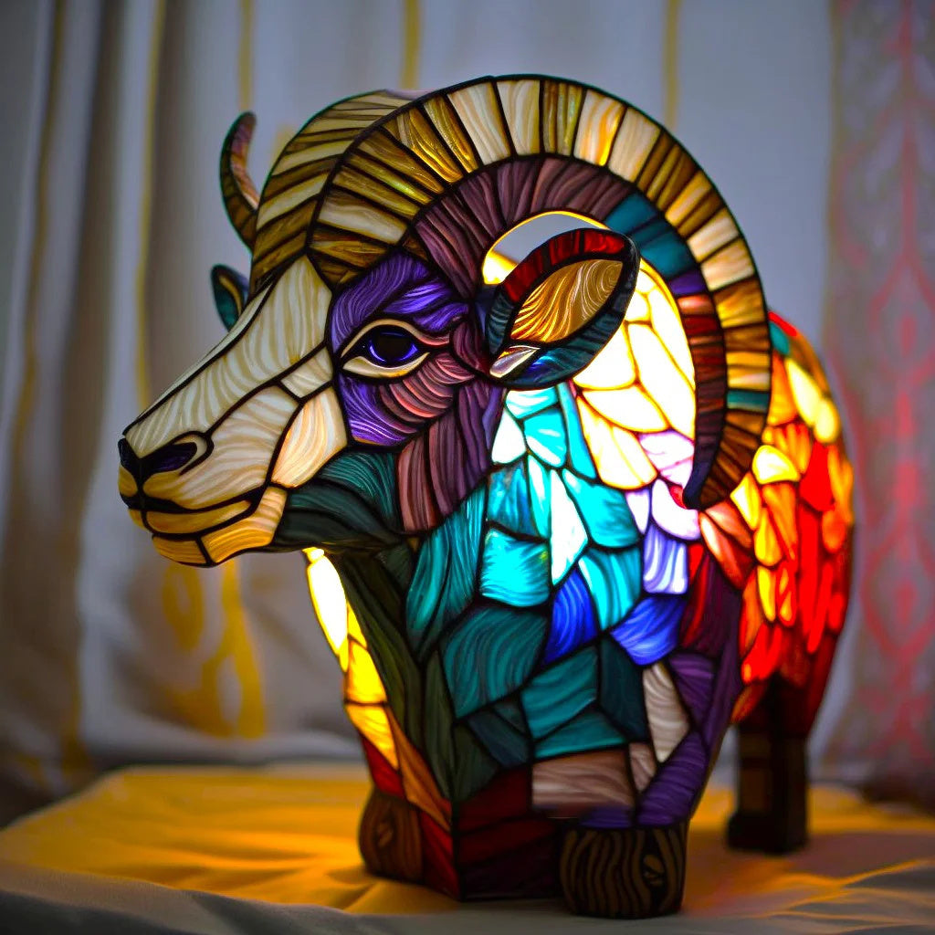 Lampka nocna witrażowa figurka zwierzęcia na USB do pokoju dziecięcego