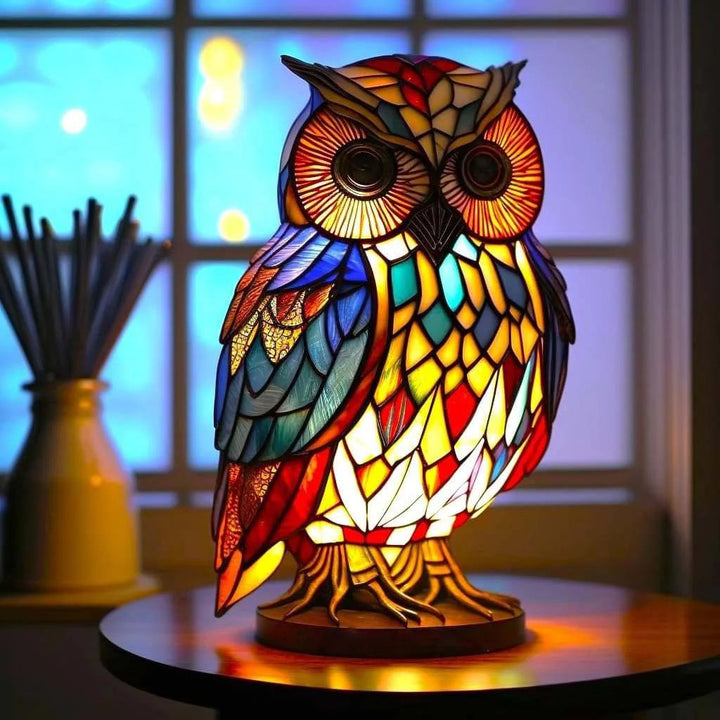 Lampka nocna witrażowa figurka zwierzęcia na USB do pokoju dziecięcego
