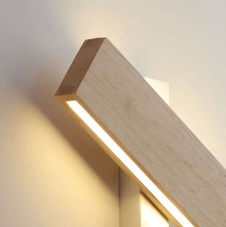 Drewniana lampa ścienna liniowa LED z naturalnego drewna
