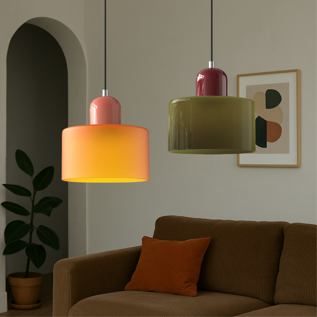 Lampa wisząca szklana kolorowa nad stół do jadalni i kuchni