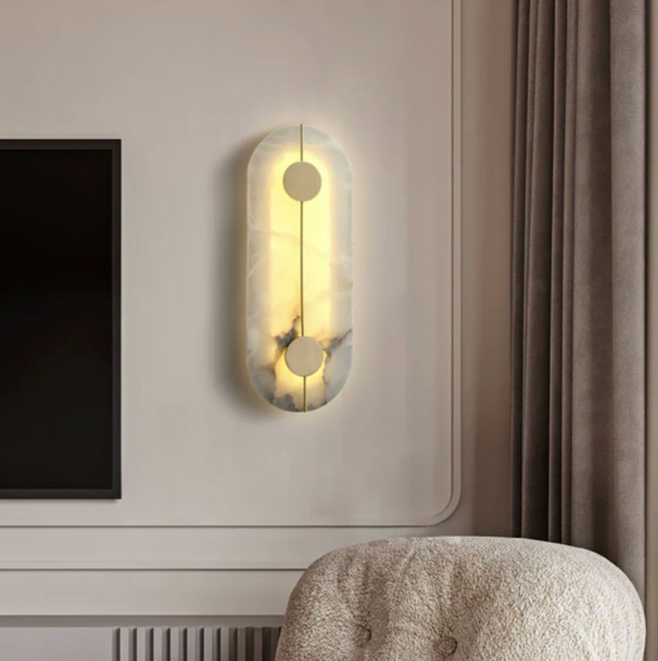 Kinkiet LED z kamienia naturalnego i metalu