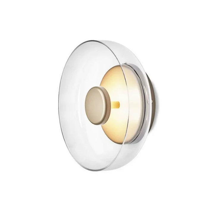 Kinkiet LED z okrągłym kloszem szklanym i kolorowym pierścieniem