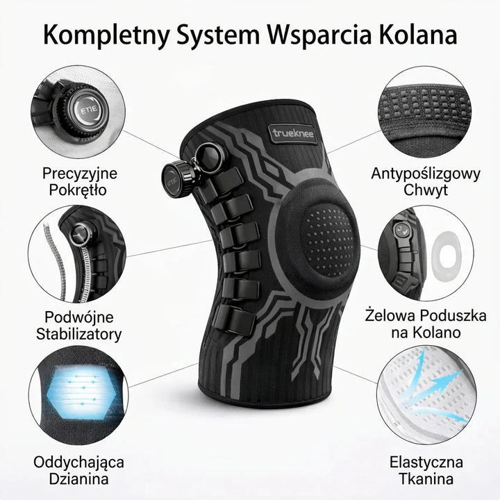Orteza stawu kolanowego stabilizująca z regulacją i wkładką żelową