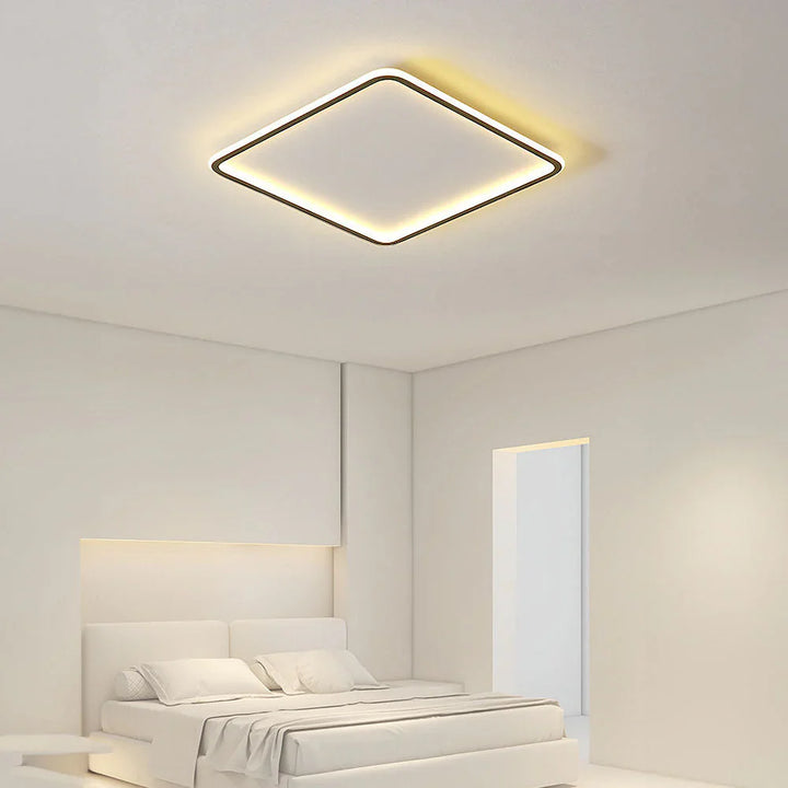 Kwadratowa lampa sufitowa LED z obramowaniem świetlnym