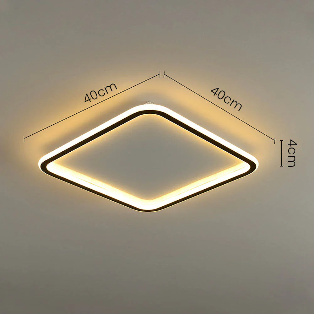 Kwadratowa lampa sufitowa LED z obramowaniem świetlnym