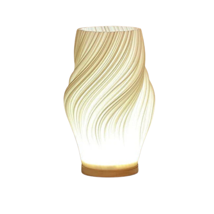 Lampa Stołowa LED z Falowanym Kloszem i Okrągłą Podstawą