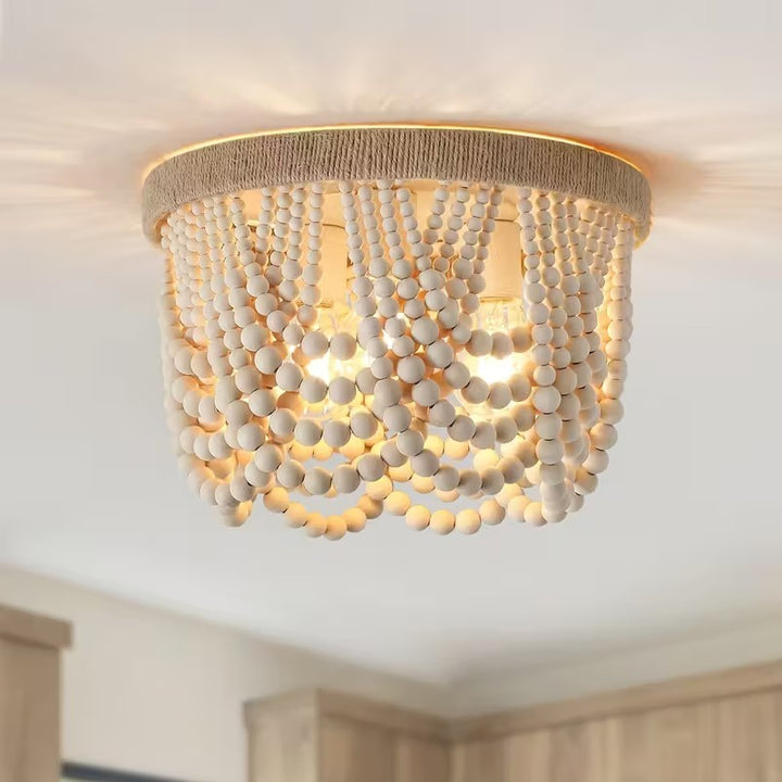 Lampa Sufitowa z Drewnianymi Koralikami