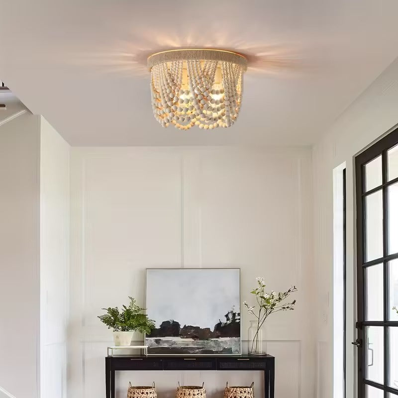 Lampa Sufitowa z Drewnianymi Koralikami
