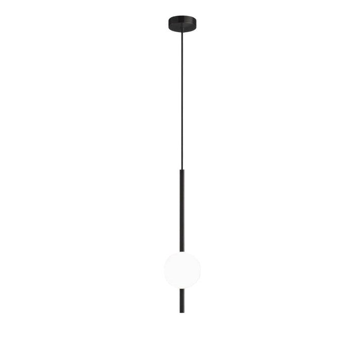 Lampa wisząca smukła z kulistym kloszem do sypialni i salonu