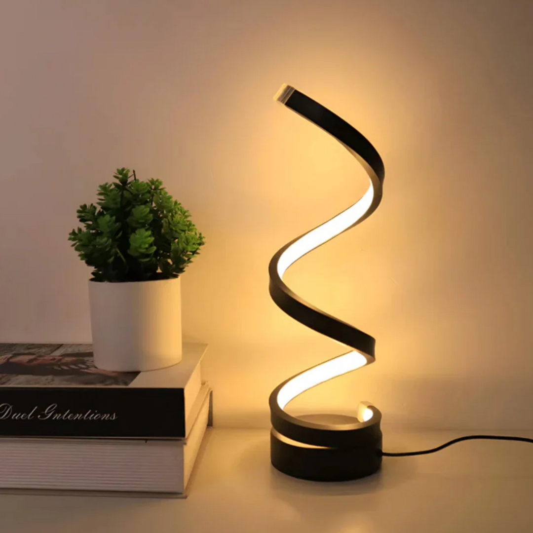 Lampa biurkowa LED spiralna o rzeźbiarskim kształcie