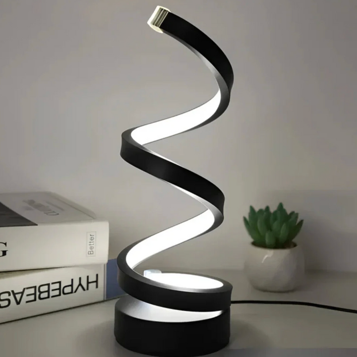 Lampa biurkowa LED spiralna o rzeźbiarskim kształcie