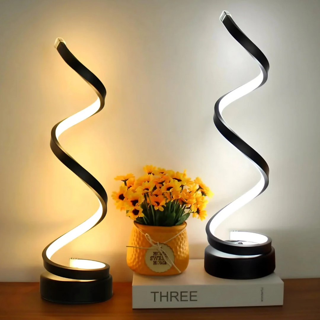 Lampa biurkowa LED spiralna o rzeźbiarskim kształcie