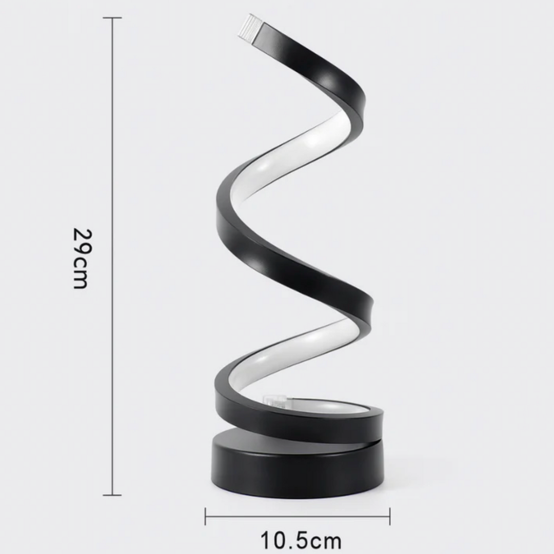 Lampa biurkowa LED spiralna o rzeźbiarskim kształcie