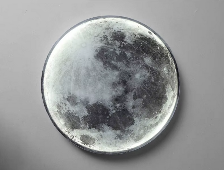 Lampa Ścienna LED z Okrągłym Panelem Świetlnym w Formie Księżyca z Podświetleniem Obwodowym