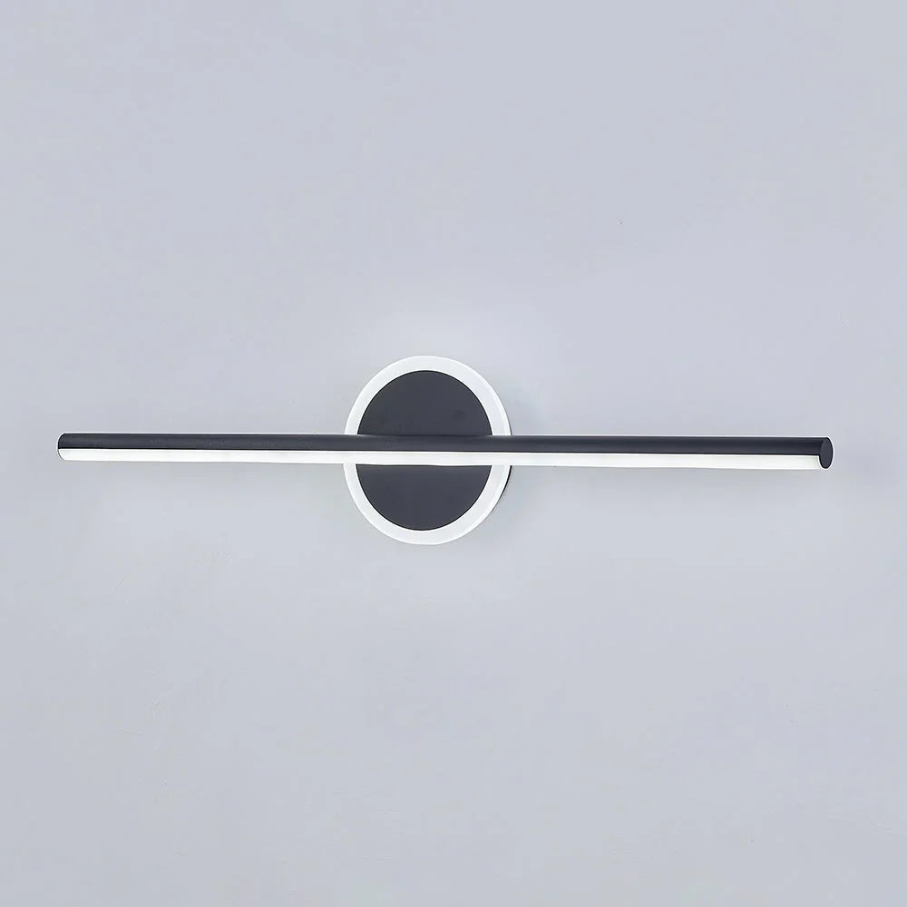 Lampa ścienna LED z poziomym liniowym paskiem świetlnym i okrągłą podstawą